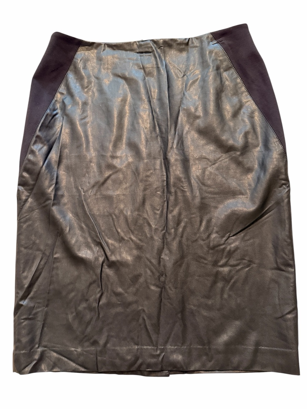 Chico's Black Faux Leather "Cody" Pencil Skirt with Knit Side Panels .5(6)